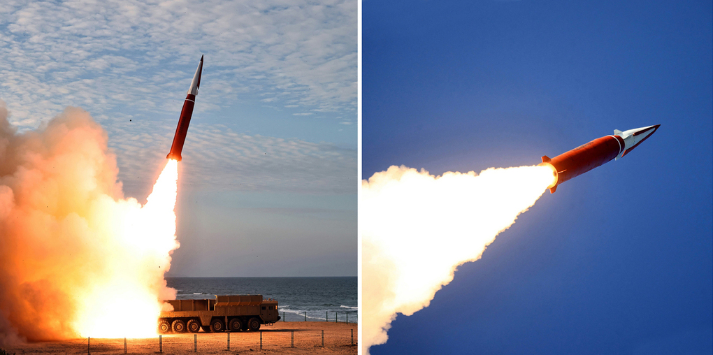 Tên lửa Triều Tiên rời bệ phóng trong vụ thử nghiệm ngày 20/9. Ảnh: KCNA