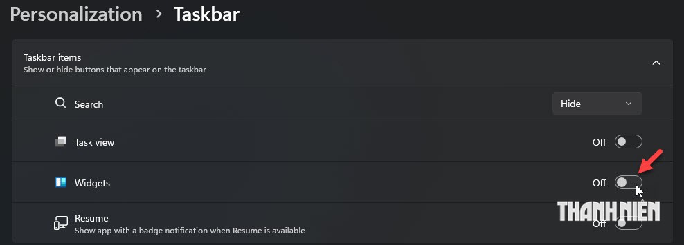 Tắt Widget trên Windows 11