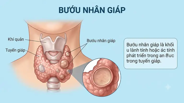 Lựa chọn điều trị nhân tuyến giáp bằng phương pháp nào tùy thuộc bản chất, triệu chứng, chức năng tuyến giáp và nguy cơ ung thư. Ảnh do AI tạo.