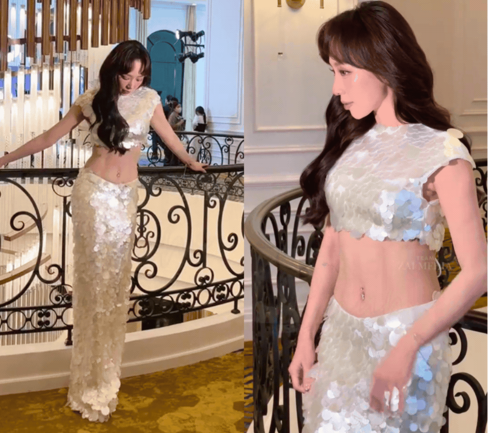 Cận cảnh cơ bụng số 11 "bén ngót" và khuyên rốn cá tính giúp nữ ca sĩ thắp sáng mọi khung hình.
