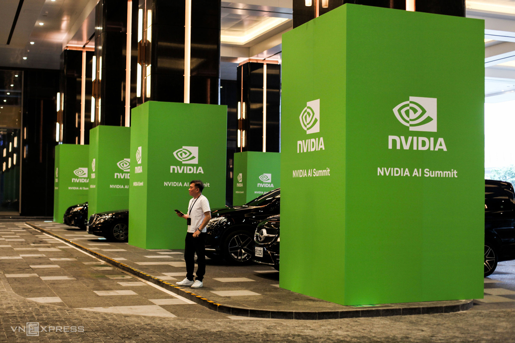 Logo Nvidia tại Triển lãm Computex 2024 ở Đài Bắc tháng 6/2024. Ảnh: Khương Nha