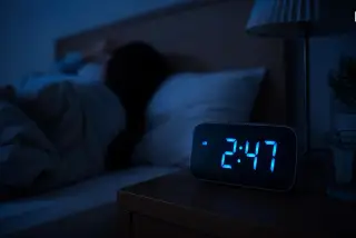 Dùng caffeine, rượu, ăn no cay, ngủ gật và làm việc căng thẳng sau 18h là 5 thói quen dễ khiến bạn tỉnh giấc lúc 3h sáng. Ảnh tạo bởi AI