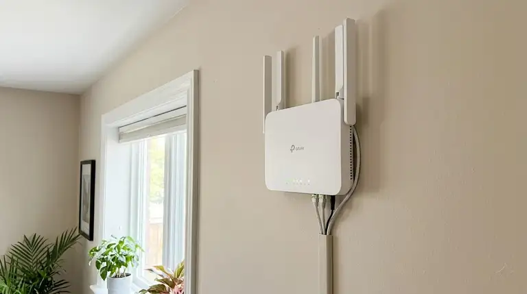 Một chiếc Wi-Fi được treo trên tường nhà