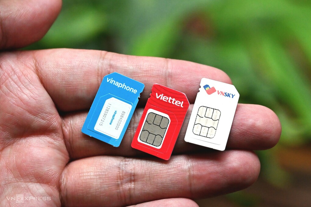 Thẻ SIM của một số nhà mạng di động. Ảnh: Trọng Đạt