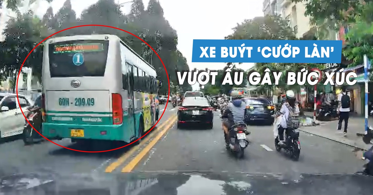 Xe buýt xem thường luật, 'cướp đường' chạy ngược chiều trên phố