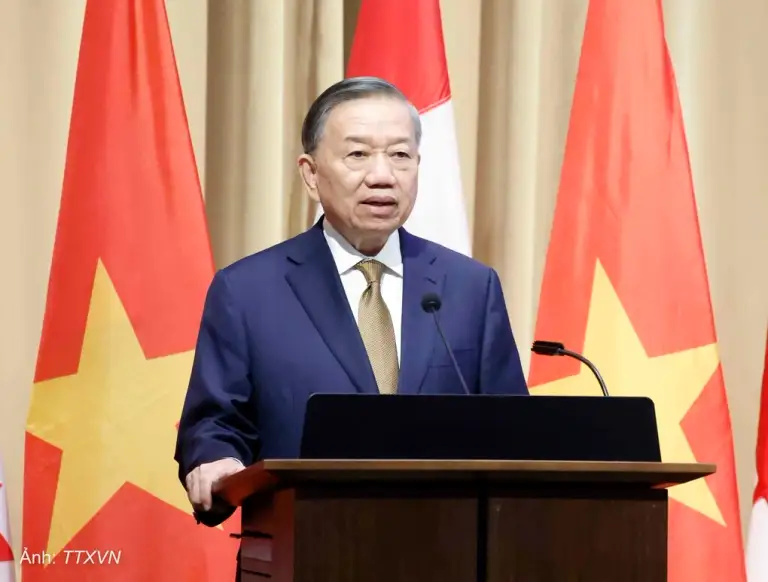 Tổng Bí thư, Chủ tịch nước Tô Lâm phát biểu chính sách tại nhà quốc hội Canada ở thủ đô Ottawa ngày 24/9. Ảnh: TTXVN