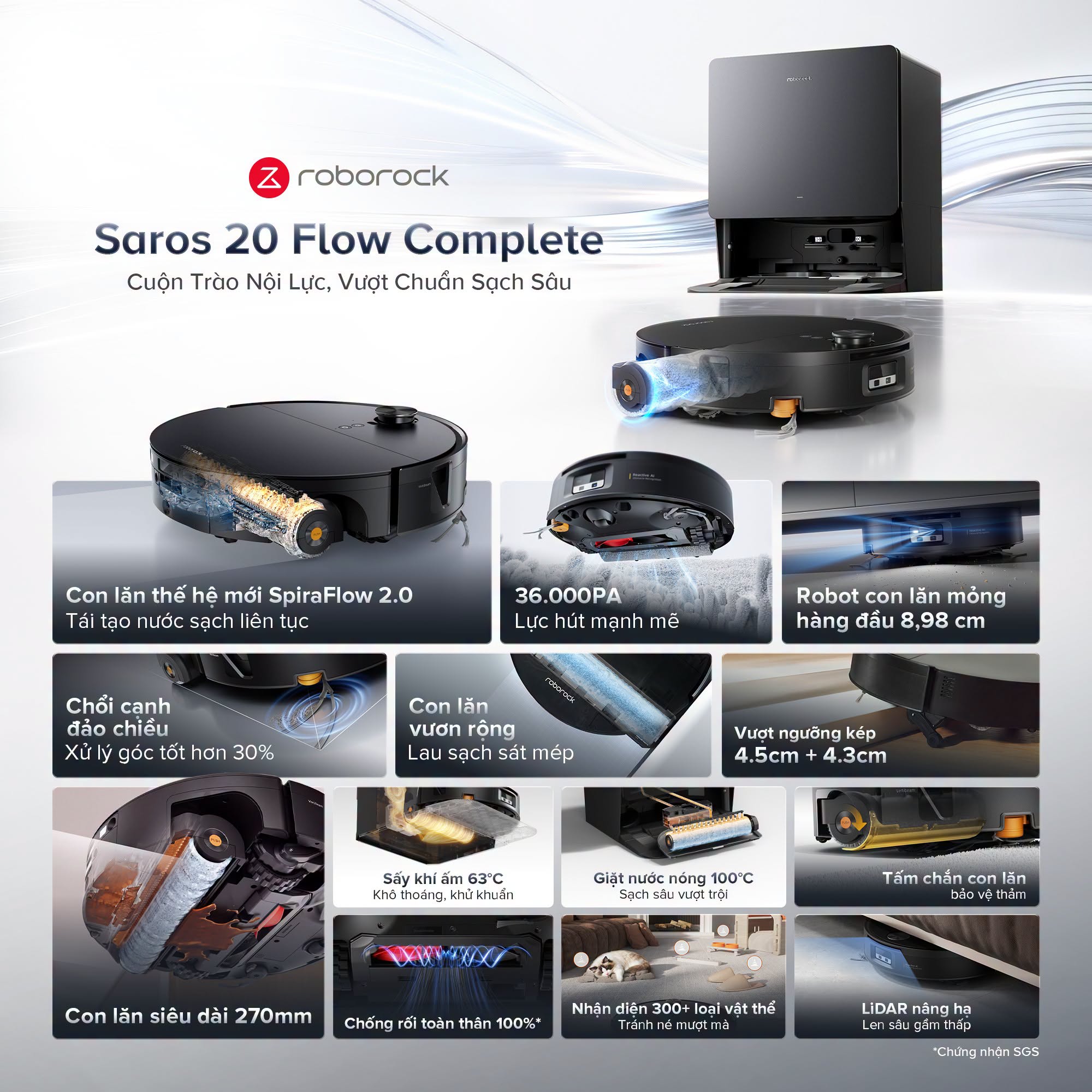 Các tính năng nổi bật trên Roborock Saros 20 Flow Complete