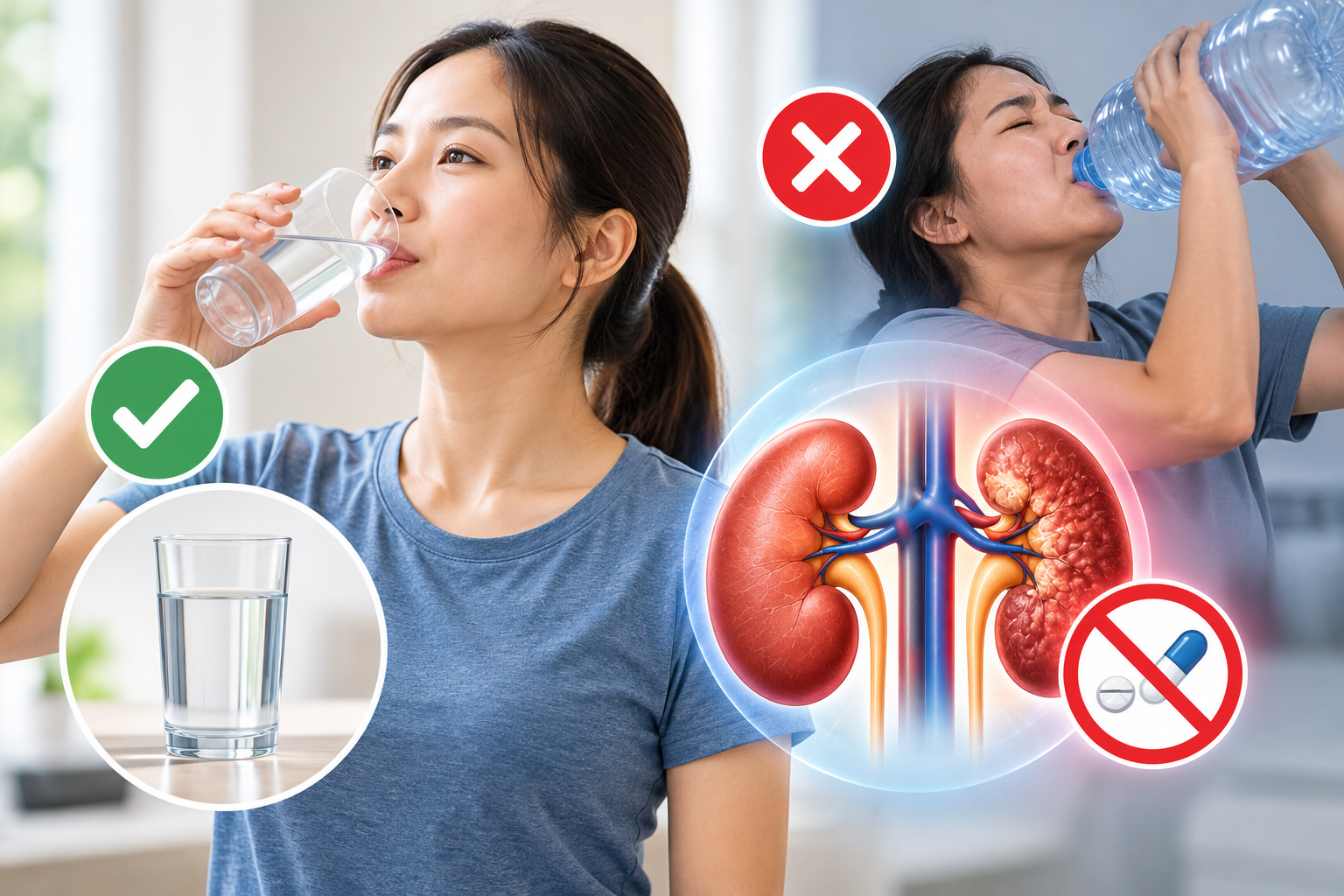 Uống đủ nước tốt cho sức khỏe, nhưng uống nhiều nước không thể chữa khỏi tổn thương thận mạn