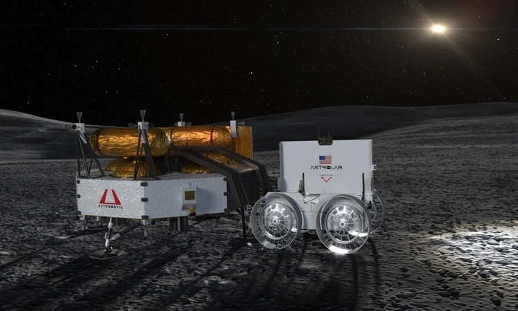 Mô phỏng robot FLIP hoạt động trên Mặt Trăng. Ảnh: Astrolab
