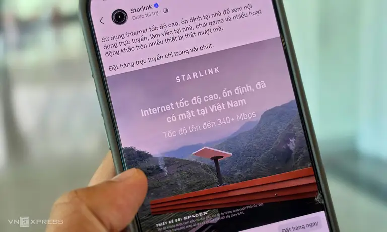 Fanpage Starlink quảng cáo dịch vụ tại Việt Nam, ngày 13/8/2026. Ảnh: Lưu Quý