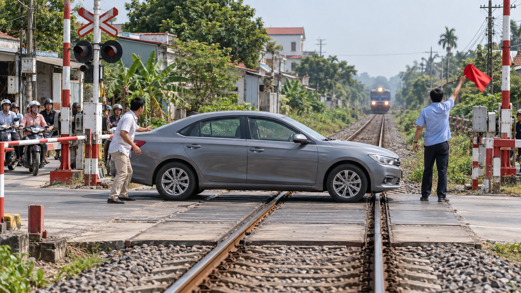Không thực hiện biện pháp bảo đảm an toàn khi xe hỏng trên đường ngang, tài xế có thể bị phạt đến 3 triệu đồng