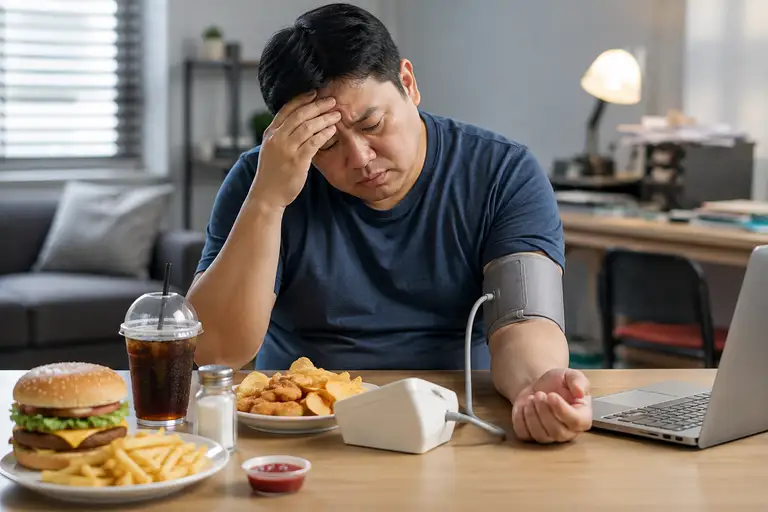 Ngồi nhiều, ăn uống không lành mạnh là những thói quen không tốt ảnh hưởng đến huyết áp