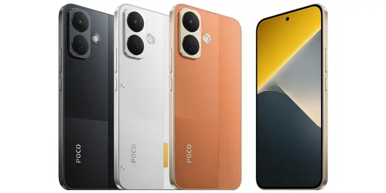 POCO X8 với 3 tùy chọn màu đen, trắng và cam