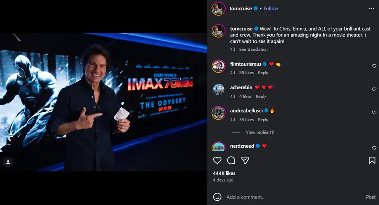 Tom Cruise và suất chiếu "đặc biệt" - Ảnh chụp màn hình.