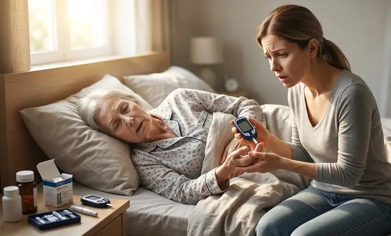 Người mắc đái tháo đường khó đánh thức, vã mồ hôi hoặc lú lẫn vào buổi sáng cần được kiểm tra đường huyết và đánh giá cấp cứu kịp thời. Hình minh họa
