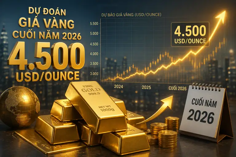 LBMA dự báo, giá vàng vận động quanh 4.500 USD cuối 2026 (ảnh AI).