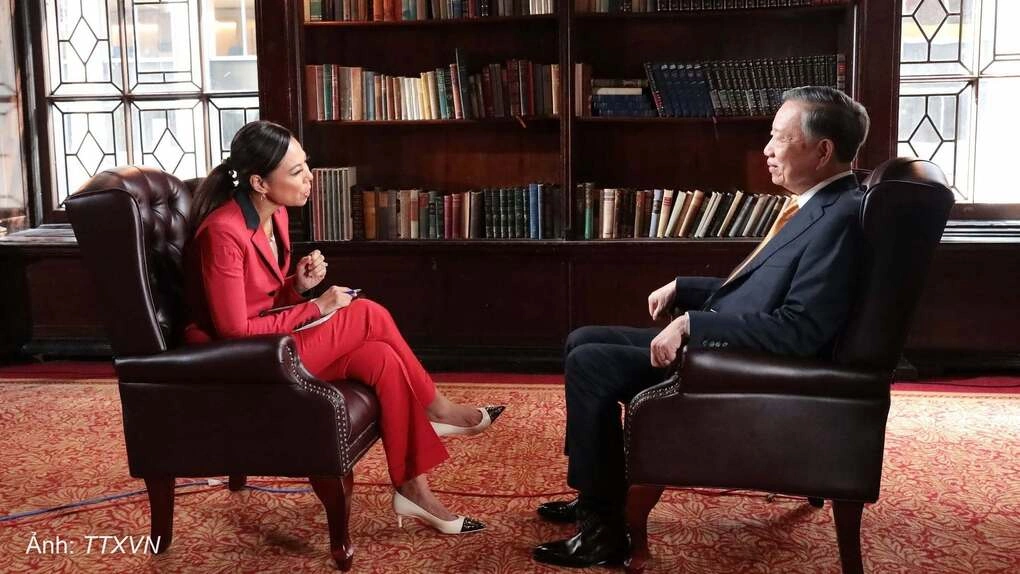 Tổng Bí thư, Chủ tịch nước Tô Lâm trả lời phỏng vấn Bloomberg TV. Ảnh: TTXVN