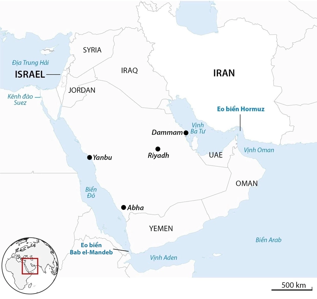 Vị trí một số thành phố tại Arab Saudi. Đồ họa: Guardian