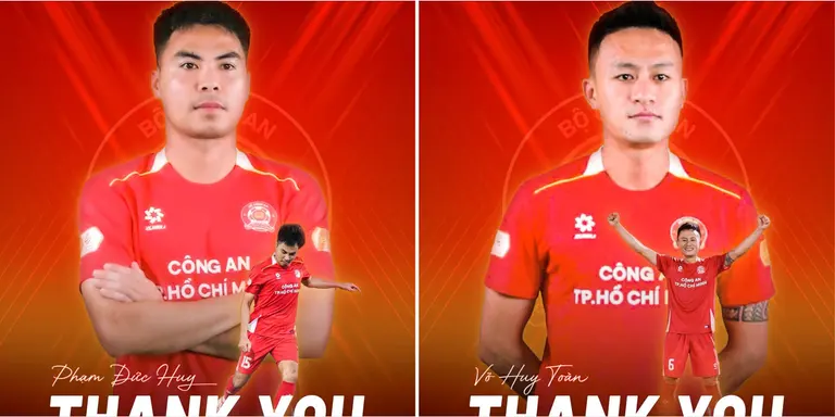 CLB Công An TP.HCM nói lời chia tay với Đức Huy và Huy Toàn - Ảnh: CAHCMFC