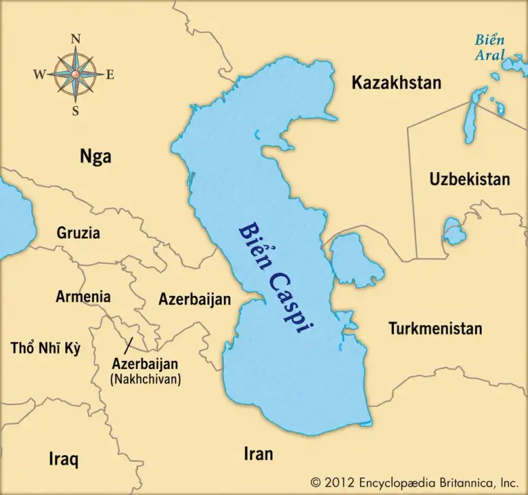 Vị trí biển Caspi. Đồ họa: Britannica