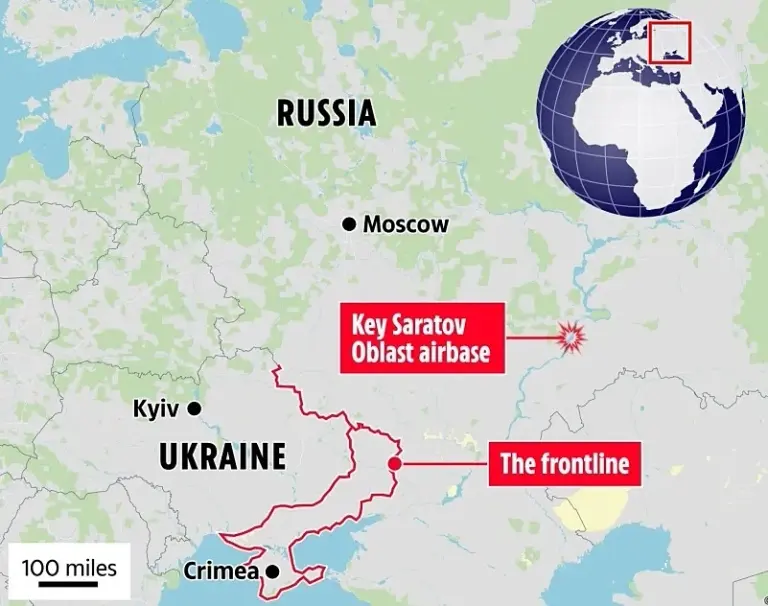 Vị trí căn cứ không quân Engels, tỉnh Saratov, Nga. Đồ họa: Irish Times
