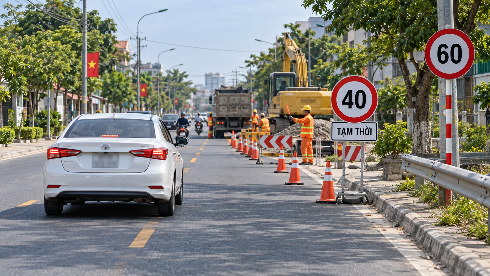 Khi biển tạm có ý nghĩa khác với biển đặt cố định, tài xế phải chấp hành biển tạm trong phạm vi áp dụng