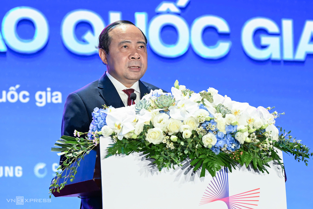 Bộ trưởng Vũ Hải Quân phát biểu tại Ngày hội Đổi mới sáng tạo quốc gia 2026, sáng 4/10. Ảnh: Giang Huy