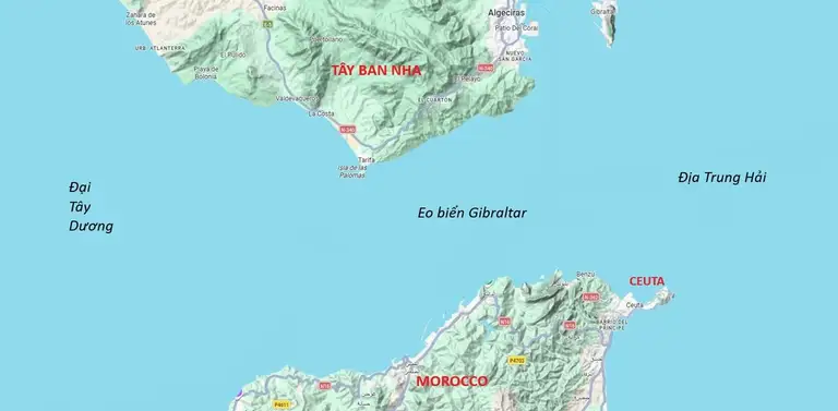 Vị trí Ceuta, Tây Ban Nha và Morocco. Đồ họa: Google Maps