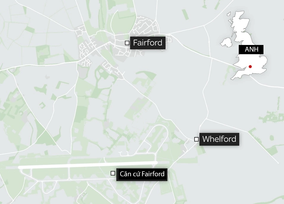 Vị trí căn cứ Fairford tại Anh. Đồ họa: Sky News