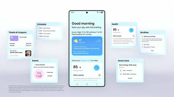 Giao diện tính năng Now Brief trên One UI