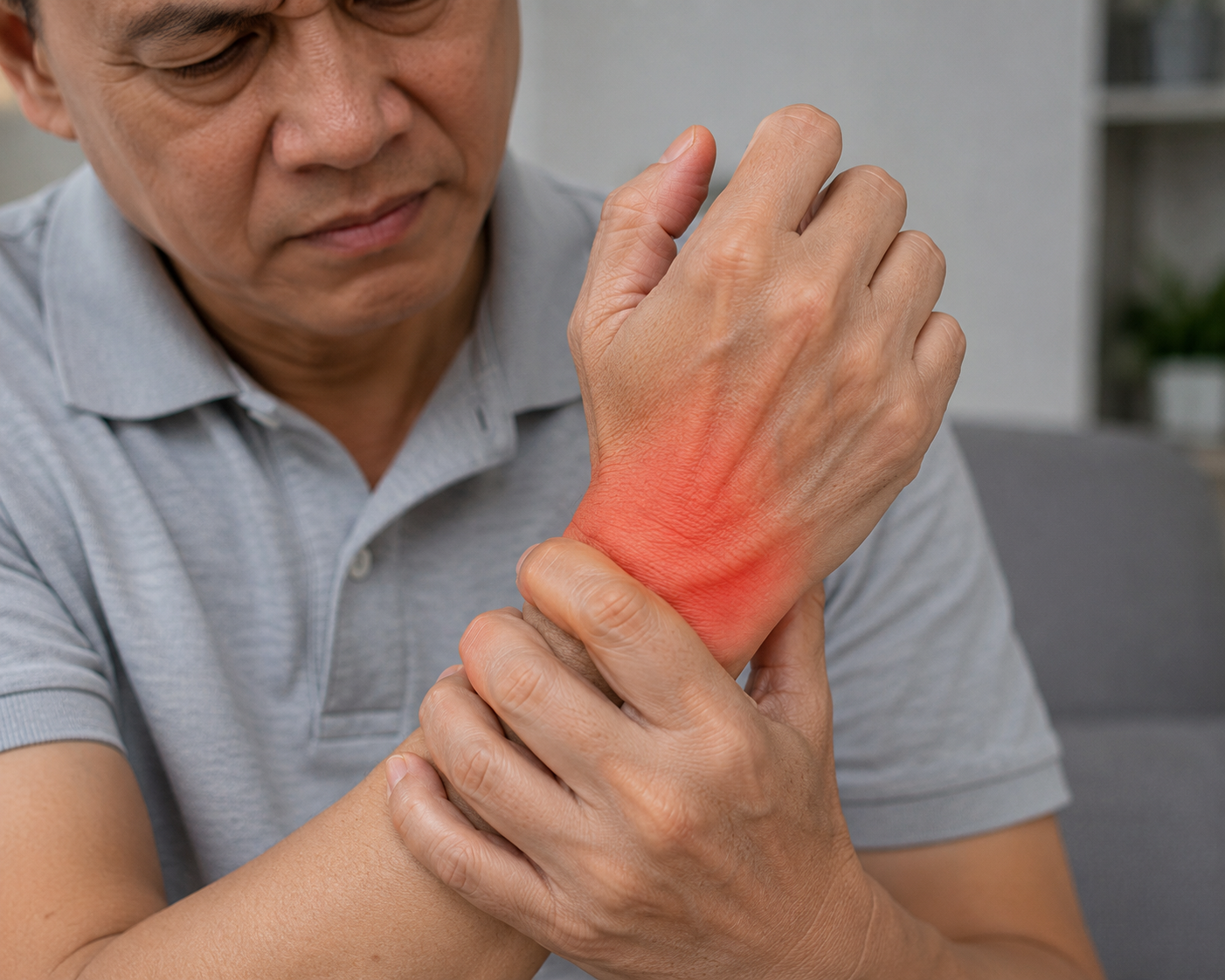 Gout có thể gây đau ở nhiều khớp, trong đó có cổ tay