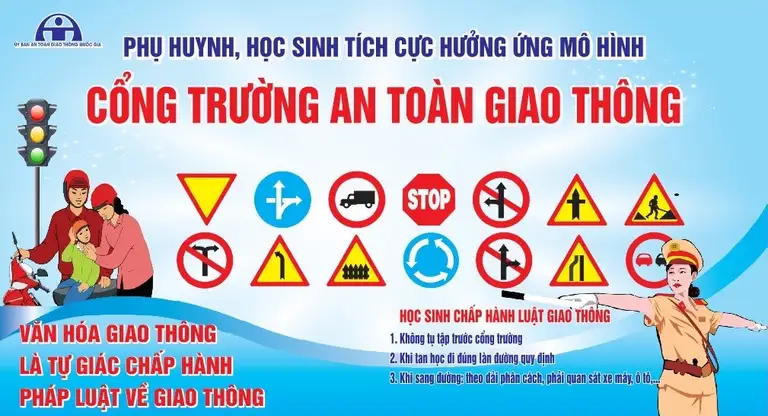 Cổng trường an toàn giao thông (Nguồn: Uỷ ban An toàn giao thông quốc gia).