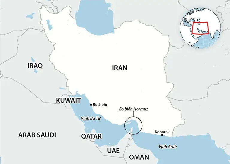 Vị trí Iran và các nước trong khu vực. Đồ họa: Guardian