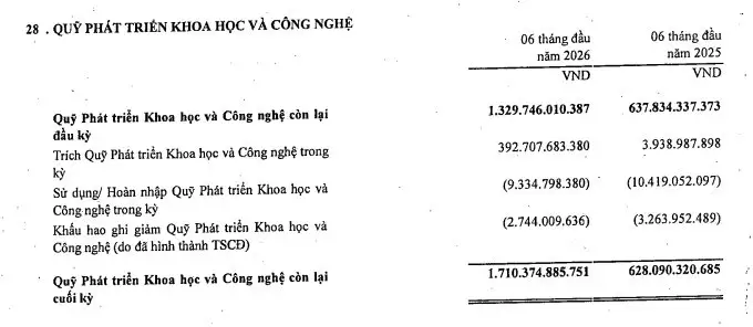 Quỹ Phát triển Khoa học và Công nghệ của GVR tăng gần 1.100 tỷ đồng so với cùng kỳ lên 1.710 tỷ đồng.