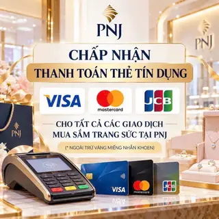 Một cửa hàng PNJ tại phường Trấn Biên, TP Đồng Nai đăng thông báo rằng cho cà thẻ tín dụng, trừ vàng miếng, vàng khoen - Ảnh chụp màn hình