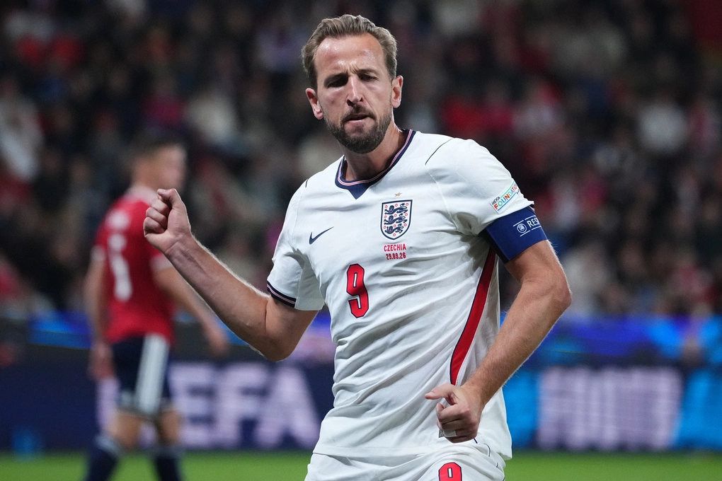 Harry Kane của Anh ăn mừng sau khi ghi bàn thứ hai trong trận gặp CH Czech tại UEFA Nations League trên sân Fortuna, Praha, CH Czech, ngày 29/9/2026. Ảnh: AP