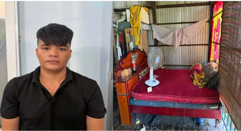 Nguyễn Tấn Vương tại cơ quan công an và hiện trường xảy ra vụ việc Dương hiếp dâm cháu L. tại nhà Vương