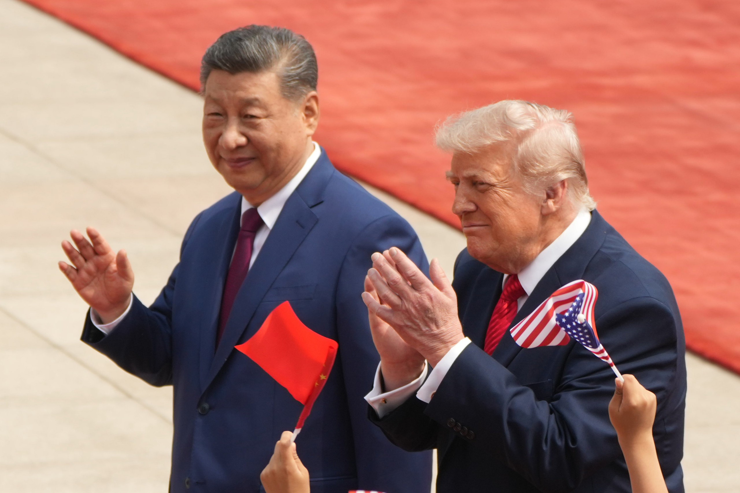 Chủ tịch Trung Quốc Tập Cận Bình dự lễ đón Tổng thống Mỹ Donald Trump ở Bắc Kinh ngày 14-5 - Ảnh: AP