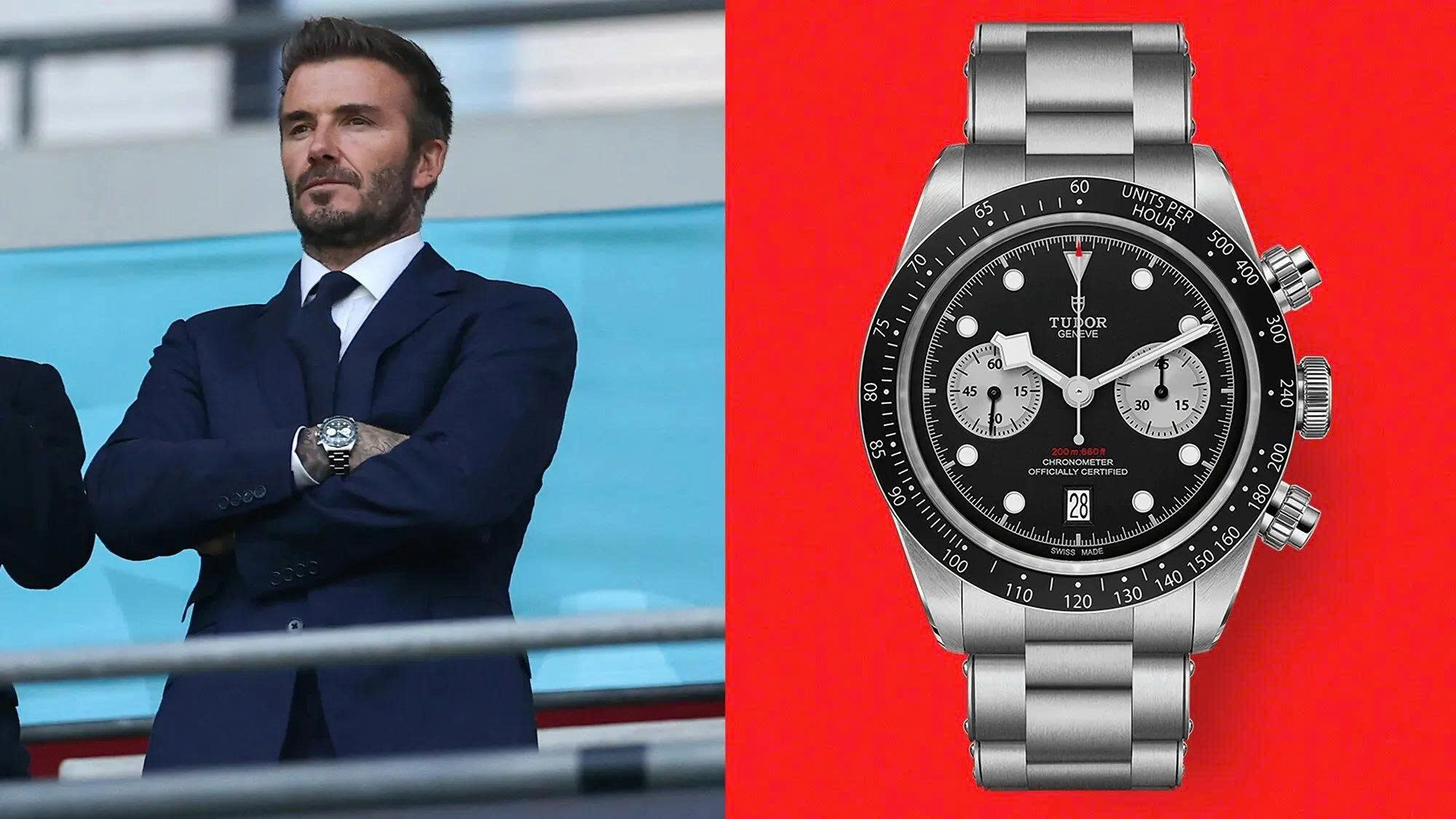 Tudor Black Bay Chrono là một trong những mẫu đồng hồ David Beckham thường đeo. Thiết kế gợi nhớ đến phong cách cổ điển của Daytona, đồng thời được cập nhật những chi tiết hiện đại - Ảnh: Tudor