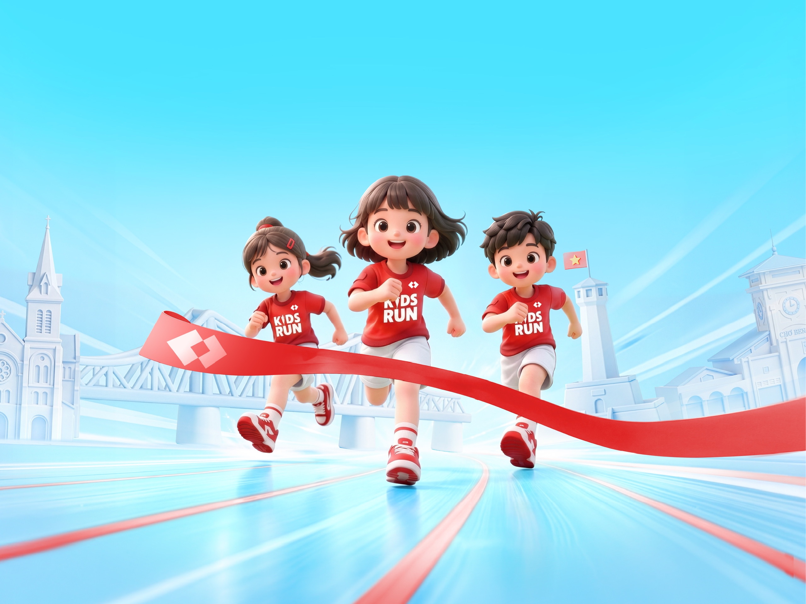 Kids Run dành cho trẻ em từ 5 đến 14 tuổi với hai cự ly 1,5km và 3km - Ảnh: Techcom Life