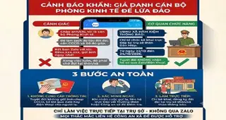 Infographic tóm tắt 04 bước nhận diện thủ đoạn giả danh cán bộ Phòng Kinh tế đốc thúc người dân gửi sổ đỏ qua Zalo (Ảnh: Công an xã Hàm Kiệm - tỉnh Lâm Đồng)