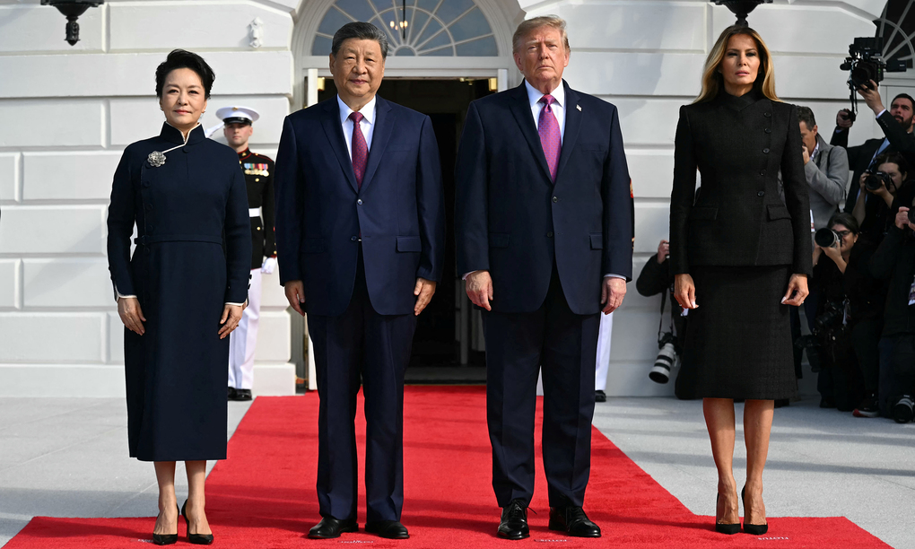 Chủ tịch Trung Quốc Tập Cận Bình, Tổng thống Mỹ Donald Trump và các phu nhân tại Nhà Trắng ngày 24/9. Ảnh: AFP