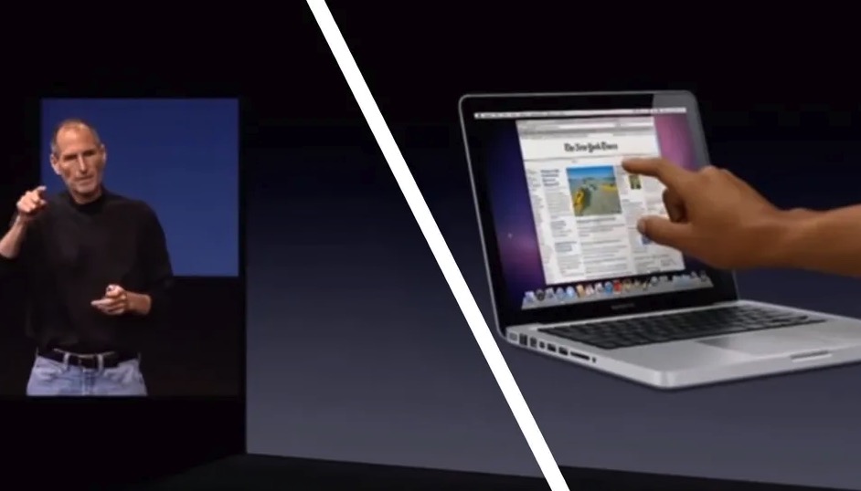 Apple từng phản đối màn hình cảm ứng trên laptop vì thao tác với tay lên màn hình dựng đứng dễ gây mỏi. Với MacBook Pro mới, hãng bổ sung cảm ứng nhưng vẫn giữ bàn phím và trackpad làm cách điều khiển chính.