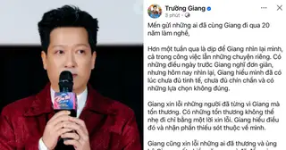 Trường Giang lên tiếng xin lỗi giữa lùm xùm gây xôn xao mạng xã hội
