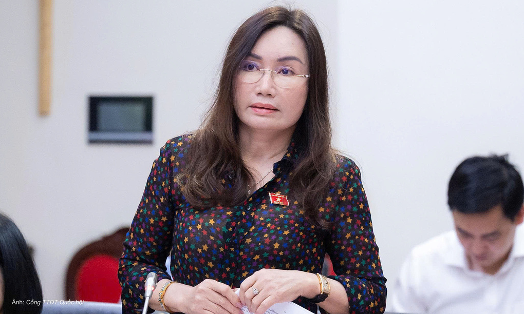 Đại biểu Phạm Thu Xanh, Giám đốc Bệnh viện sản nhi Hải Phòng phát biểu tại phiên họp sáng 4/10. Ảnh: Cổng TTĐT Quốc hội