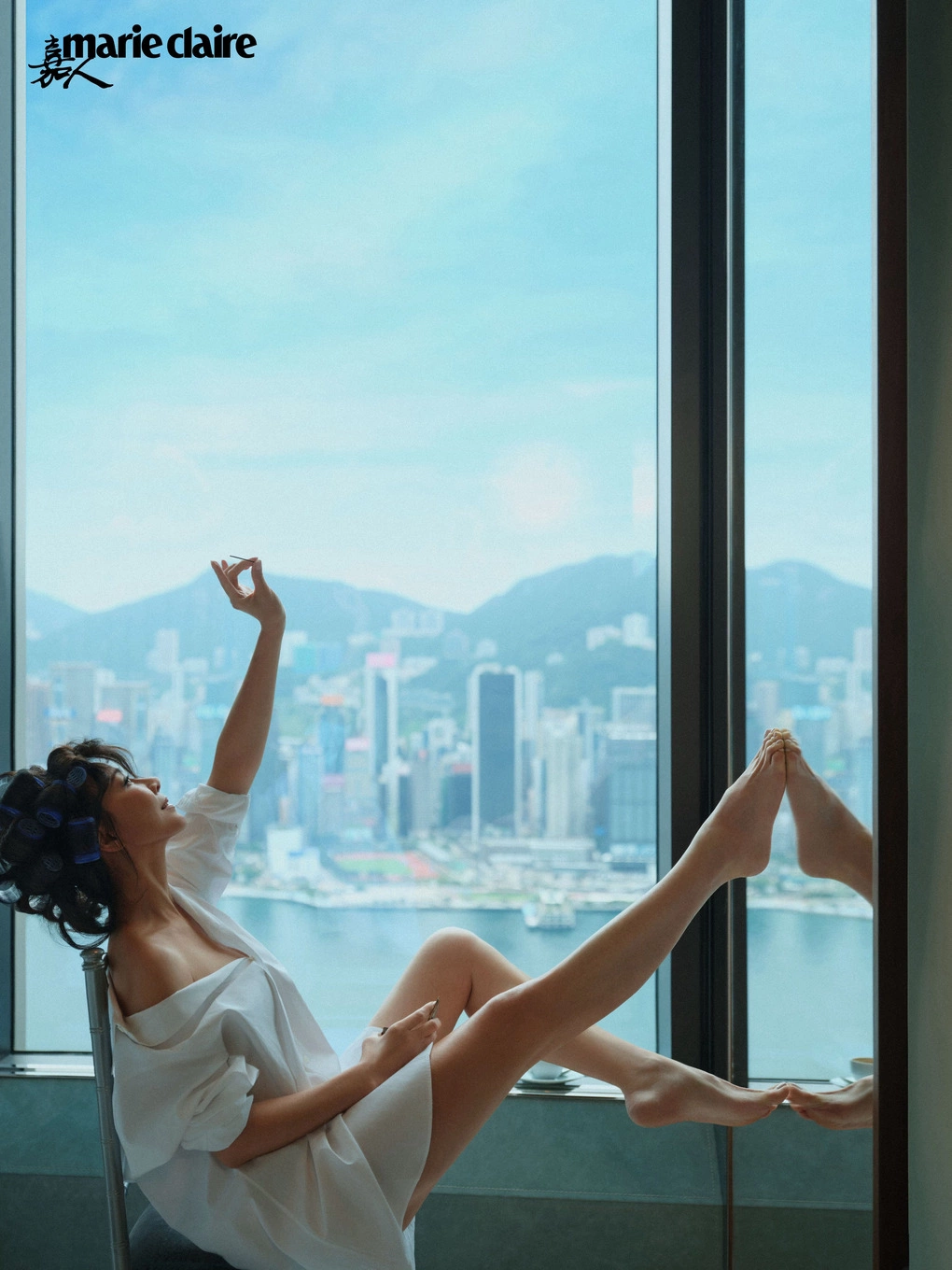 Lưu Gia Linh làm người mẫu. Ảnh: Marie Claire