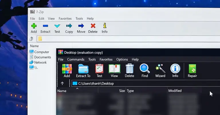 Cảnh báo người dùng Windows đang sử dụng 7-Zip và WinRAR