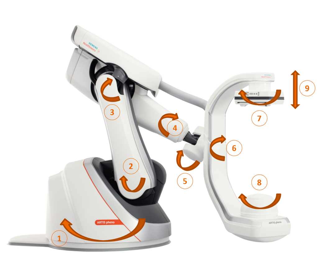 Cánh tay C-arm robot có thể thay đổi vị trí và góc chiếu quanh người bệnh. Ảnh: Bệnh viện Đa khoa Tâm Anh