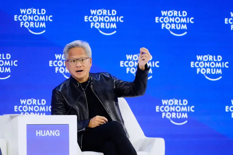 Jensen Huang, CEO Nvidia, tại Diễn đàn Kinh tế Thế giới ở Davos, Thụy Sĩ, ngày 21/1/2026. Ảnh: AP