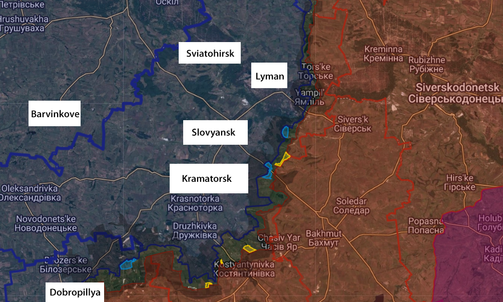 Khu vực Ukraine tái chiếm (màu xanh) và Nga mới kiểm soát (màu vàng). Đồ họa: X/AMK Mapping